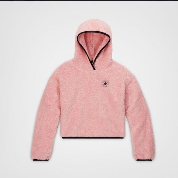 Converse Kids Girl's Chuck Patch Sherpa Pullover crop Hoodie (Big Kids) large - Picture 1 of 11